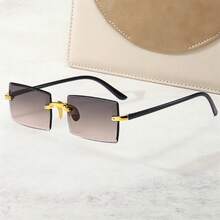 一副女士个性化精致魅力长方形无框时尚眼镜，适合日常出行、度假和海滩休闲。 - 彩色 - 查看 7