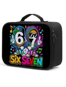 Six Seven 机器人印花方形午餐包，儿童机械图案户外野餐午餐盒，学生午餐盒，易于清洁和携带 - 單面A款橫板餐包 - 查看 2