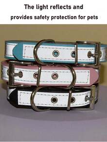 Customized Reflective Pet Collar With Engraved Text, Leather Dog Leash For Small/Medium/Large Dogs, Cat & Dog Neck Strap - Reflective Strip Pet Collar - View 3