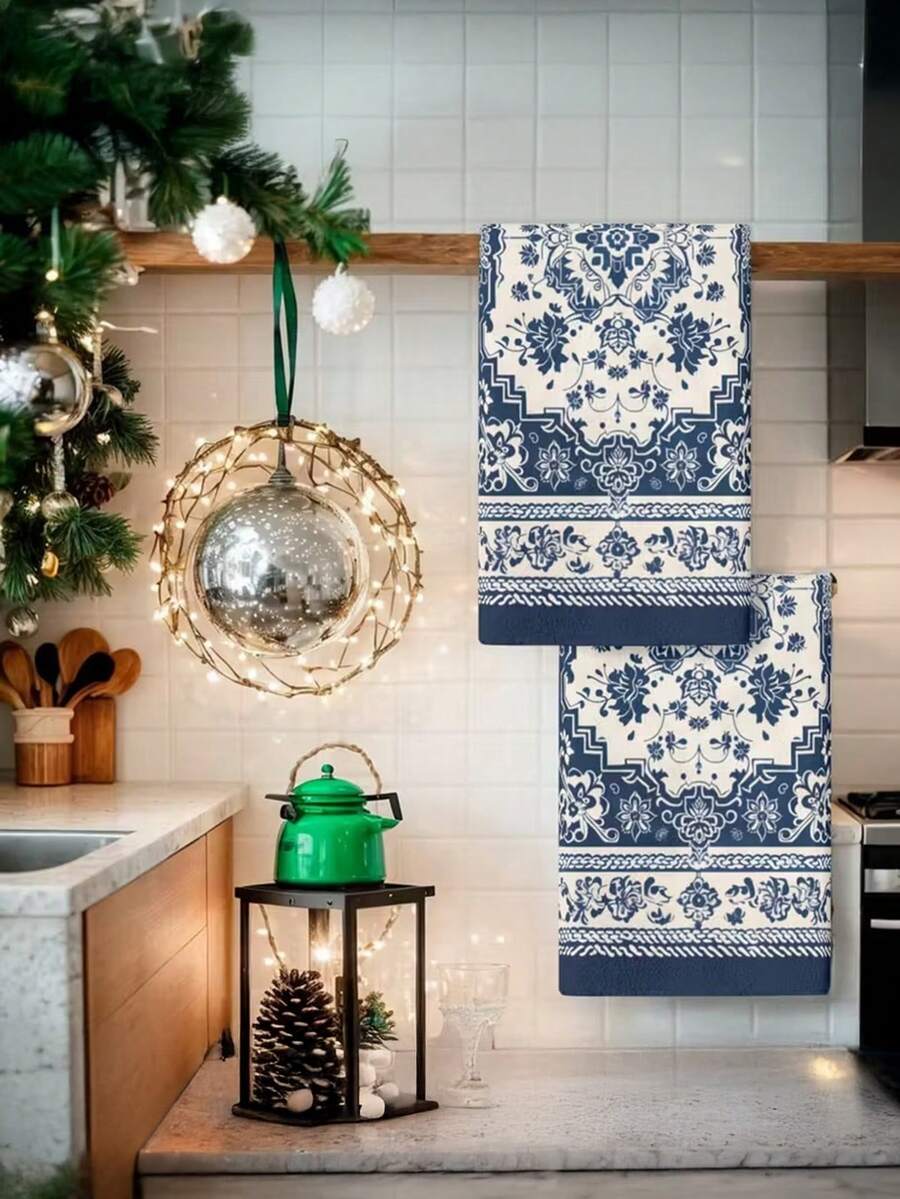 1/2/4 chiếc khăn lau bếp nhanh khô họa tiết hoa - 15.7x23.6 inch, khăn lau bát đĩa bằng polyester siêu mềm với họa tiết hoa dại và hình học sống động, hoàn hảo cho gia đình, đám cưới và quà tặng tân gia. - Nhiều màu - Xem 1