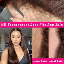 Tóc giả nguyên chất Brazil 13x4 13x6 5x5 HD Lace Front, tóc thật, đã tỉa sẵn, mật độ 200, tóc thẳng không cần keo, tóc giả ren phía trước pha trộn tóc thật với tóc con, tóc giả ren phía trước dành cho nữ, màu nâu sô cô la đậm số 4 - màu nâu - Xem 5