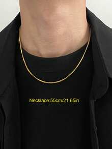 CVNANA 1 chiếc dây chuyền dạng mắt xích rắn bằng thép không gỉ mạ vàng 18K - Phong cách tối giản, phù hợp để đeo hàng ngày, phối đồ đường phố, làm lớp áo và làm quà tặng tối giản. - A - Xem 7