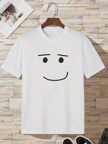 1 Piece Of High-Quality Graphic T-Shirt With A Novel Design Of A Woman's Face, Fashionable Short-Sleeved T-Shirts For Men And Women, Unisex Tops, Women's Clothing, 210g 100% Cotton, Designs Are Fully Printed. Unisex. - 白色 1 - 查看 3