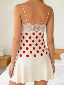 Vestido corto de mujer con estampado de lunares, sin mangas, con tirantes finos y falda acampanada, ideal para el verano. - Blanco - Ver 3