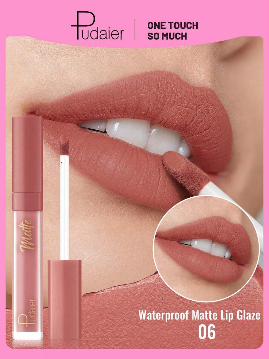 Pudaier Velvet Matte Lip Glaze - Lipstik Cair Tahan Lama, Melembapkan dan Tidak Lengket, Tekstur Beludru Mewah, Cocok untuk Berbagai Tampilan Riasan, Alat Kecantikan Penting untuk Wanita, Hadiah Sempurna - 06 - View 1