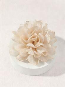 1 chiếc kẹp tóc hoa voan 9cm, phụ kiện tóc mùa hè đi biển. - Màu be - Xem 2