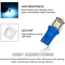 10PCS Car LED Light Bulb, Bright T10 5050 LED Auto Interior Light Bulb, Led Bulb Dashboard Dome Map Door License Plate Lights, Lighting Car Accessories (Blue) - Ice Blue - View 3