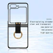 Ốp điện thoại trong suốt mạ điện có vòng giữ điện thoại cho Galaxy ZFlip3/Flip4/Flip5/Flip6, ốp bảo vệ điện thoại đa năng thời trang, ốp chống rơi vỡ dành cho cả nam và nữ. - Nhiều màu - Xem 1