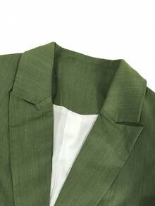 女士西装外套，2026春季商务办公室女士绿色新款职业装上衣 - 軍綠色 - 查看 5