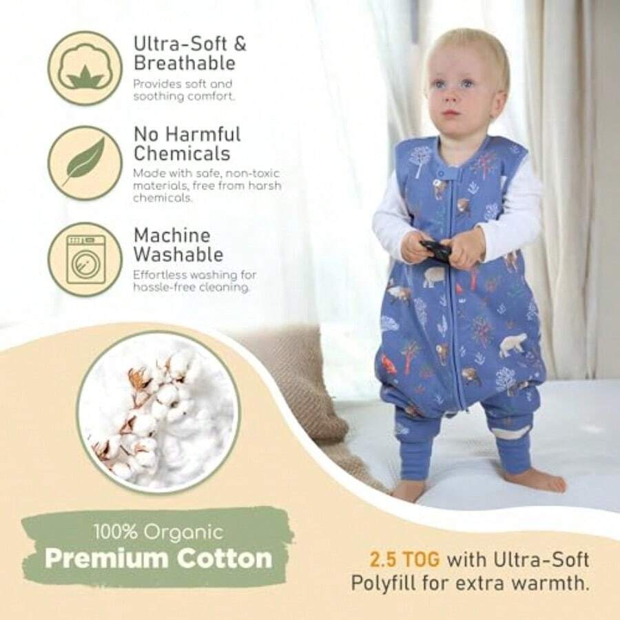 Mama Cheetah Baby Wearable Blanket Baby Sleep Sack Toddler Sleep Sack Baby Sleeping Bag for Newborn Infant Toddler-108 - Con 2.5 Tog de animales forestales - Ver 1