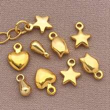 10pcs Premium Gold DIY Jewelry Charms Set – Heart, Star & Teardrop Pendants For Handmade Bracelets, Necklaces & Earrings – Perfect For Valentine's Day, Birthday & Wedding Gifts - Gold - View 4