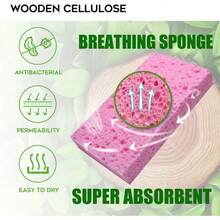 6 piezas/4 piezas/1 pieza Esponja de fibra de madera y algodón para lavar platos, paño de limpieza comprimido, estropajo de cocina resistente - Espesado - Ver 6