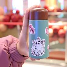 EcoNymphal 5盎司/150毫升/8.5盎司/250毫升迷你不锈钢纤细保温小旅行水瓶，咖啡杯，口袋水瓶，保温保冷，防漏，附赠可爱贴纸，女士礼物，情人节礼物 - 彩色 - 查看 8