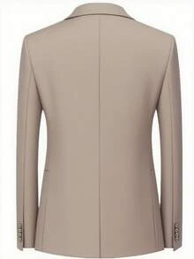 Men's 3-Piece Slim-Fit Tuxedo Suit Set (Jacket + Vest + Trousers) - Suitable For Work Uniforms, Proms, Dinners, Grooms, And Groomsmen - All-Season Formal Wear - 卡其色 - 查看 4