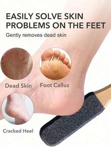 1pc Professional Foot File Tool, Foot Cleaning And Pedicure, Beechwood Callus Remover, Suitable For Cracked Heels, Removes Dead Skin And Calluses, Foot Care, Foot Scrubber, Professional Pedicure Tool, Suitable For Men And Women - Pumice Stone - View 4