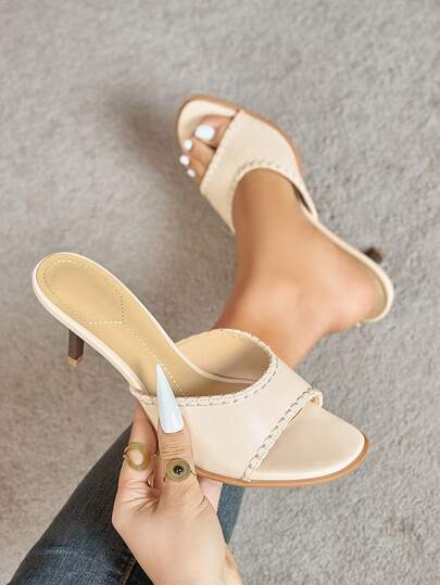 Women's Stiletto High Heel Sandals, Peep Toe, Breathable, Slip On, Party/Wedding, Comfortable Elegant Apricot High Heels