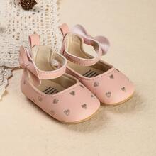 1 Pair Infant Girls' Embroidered Heart Fashion Versatile Princess Shoes, Suitable For Spring & Autumn - Pink - View 9