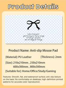 1 Miếng, Tấm lót chuột bằng da PU họa tiết nơ kẻ caro xanh dương, Thảm lót bàn laptop, Chống trượt, Có thể giặt, Chống bám bẩn, Thích hợp cho các cặp đôi/sinh viên/văn phòng/không gian học tập, Quà tặng sinh nhật, Quà tặng tốt nghiệp. - Xem 12