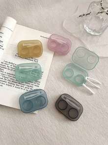 1/2/Pcs Retro Chic Candy-Colored Mini Contact Lens Case Colorful Contact Lens Case Kit With Mirror Compact, Portable Soak Storage Kit Eye Contacts For Eyes Colored,Holiday Essentials,Travel Essentials,Cheap,Festival Essentials,Essentials - Multicolor - View 3