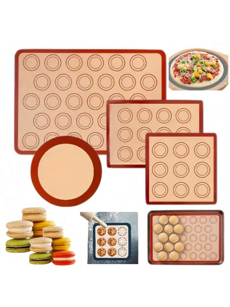 4pcs Silicone Baking Mat, Heat Resistant Non-Stick Reusable Oven Liner Pad - Multicolor - View 1