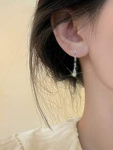 一对简约独特时尚优雅百搭的立方氧化锆水滴耳环，适合少女日常、节日、派对佩戴 - 水滴 - 查看 4