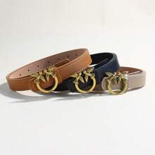 Casual Women's Belt With Swallowtail Buckle, Fashionable Leather Belt, Women's Belt 105 Cm - 紅色 - 查看 4