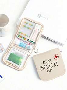Portable Mini Medicine Bag, Multiple Style First Aid Pouch With Funny Medical Quotes, Compact Travel Pill Organizer For Medications & Bandages, Ideal For Travel, Daily Use & Emergencies, Suitable For Adults, Students & Pet Owners, Perfect For Easter, Travel Gifting & Emergency Prep, Versatile As Medical Bag, Pill Case & First Aid Kit - Multicolor - View 4