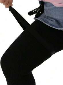 1pair Women's Plus Size Thigh High Socks With Anti-Slip Bands, Warm Kneehigh Leg Warmers, Cozy - màu đen - Xem 7