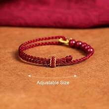 A Red String Woven Lucky Charm Pendant Bracelet, A Of Good Fortune Family And Friends PCPD - Red - View 6