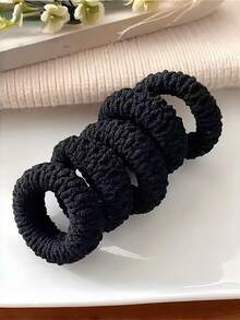 Minimalist Thick High Elasticity Hair Scrunchies, Versatile Casual Style, Women's Hair Accessories, Suitable For Ponytail And Braids. Suitable For Daily Casual And Outdoor Wear, All-Season Hair Accessory, School Supplies, Women's Accessories. Holiday Accessories Hair Elastics Hair Rubber Bands Hair Rope - Black - View 7