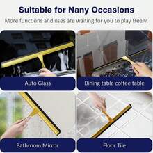 1pc Gold Bathroom Squeegee, Shower Scraper Brush, Mirror Squeegee, Window Scraper, Cleaning Tool, Convenient & Practical With Hook, Bathroom Cleaning Accessory, Essential Cleaning Tool For Autumn/Winter - Multicolor - View 6