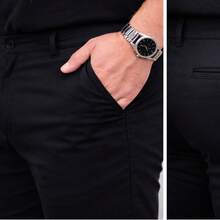 Men's Plus Size Twill Pants With Cotton And Elastane, Assorted Colors - Black - View 7
