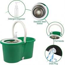 Spin Mop And Bucket With Wringer Set, 360° Mop And Bucket System With 3 Microfiber Mop Refills And 61" Extended Handle For Floor Cleaning - Green - View 3