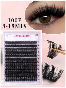 192 PCS Soft Band DIY Eyelash Clusters Pre-Made Russian Volume Lashes C/D Curl 8-18mm Mixed Length Fluffy Easy Wear Individual False Eyelashes - D - View 1