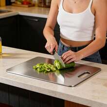 1pc Stainless Steel Chopping Board, Odorless, With A Smooth Surface That Is Easy To Clean. Suitable For Processing Meat, Fish And Vegetables. Ideal Choice For Restaurants, Home Kitchens And Camping,Stainless Steel Chopping Board, With Double-Sided Thickened Design, Suitable For The Kitchen. An Ideal Gift For Mom And Wife. The Color And Style Are Randomly Dispatched - Multicolor - View 12