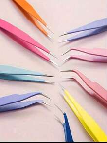 6pcs Stainless Steel Precision Tweezers In Macaron Colors, Suitable For Scrapbooking, Nail Art, Stickers And DIY, No Electricity, No Odor, Multi-Color Assorted - A - View 1