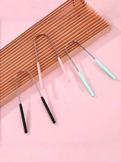 Stainless Steel Convenient U-Shaped Tongue Scraper, Oral Cavity Tongue Coating Cleaner, Adult Bad Breath Tongue Scraper, Random Styles And Colors, Tongue Cleaner, Tongue Brush, Hygiene, Dental, Tooth Brush, Tongue Scrapper, Dental Floss