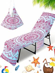 1pc Bohemian Beach Chair Cover With Side Pockets, Thick Quick-Dry, Beach Towel, Suitable For Lounge Chair, Pool, Sunbathing, Garden, Beach, Hotel, Non-Slip - A - View 4