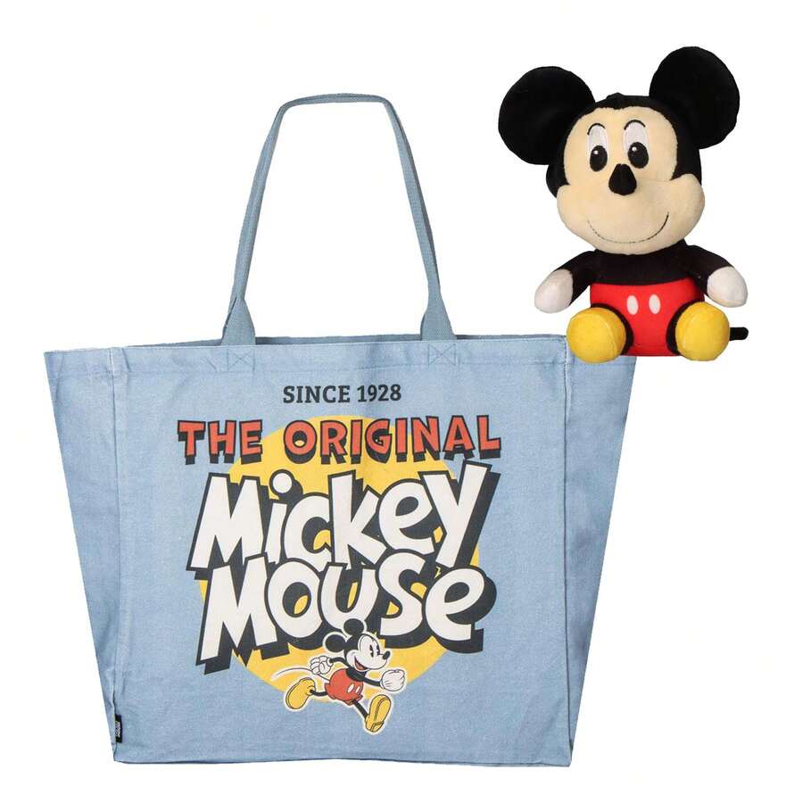 CERDÁ LIFE'S LITTLE MOMENTS Túi mua sắm Disney XL Mickey Mouse + Móc khóa, Túi lớn chính hãng Disney, dùng hàng ngày - Màu xanh lam - Xem 1
