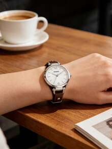Fossil Women's Quartz Leather Three-Hand Watch, Stainless Steel Case/Glass, ES2830/ES3060/ES3077 - White - View 3