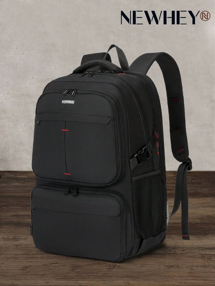 NEWHEY Lunch Backpack For Men, 17.3 Inch Laptop Backpack With USB Charging Port Waterproof Work Backpack With Insulated Lunch Bag For College School Business