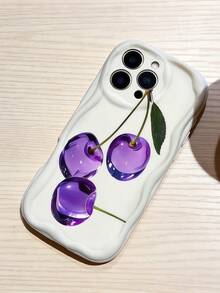 1个白色多巴胺波浪褶皱软TPU质感创意紫色水晶樱桃图案手机壳，兼容苹果17 Promax 17Air 17Pro 17 16 Promax 16 Plus 16 Pro 16 15 Promax 15 Plus 15 Pro 15 14 Promax 14 Plus 14 Pro 14 13 Promax 13 Pro 13 12 Promax 12 Pro 11 Promax 11 Pro 11 XS Max XR X/XS 7 Plus 8 Plus/Galaxy S21 S22 S23 S24 S25 S26 - 白色 - 查看 4