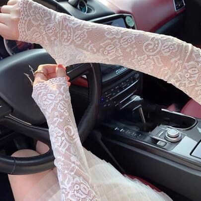 1 Pair Lace Sun Protection Arm Sleeves, Floral Lace Fake Sleeve Covers Tattoo, Breathable Mesh Holes Sun Block Arm Sleeves For Women, Lace Sun Protection Sleeves For Summer Driving Cycling Outdoor, Women Summer Sun Protection Gloves Ice Lace Floral Sleeve Covers Arm Sleeves Decorative Fake Sleeves