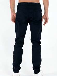Men's Slim Fit Dress Pants With Welt Pocket And Lycra - 藏蓝色 - 查看 3