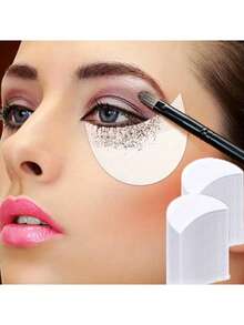 50 miếng khuôn kẻ mắt - Miếng đệm bảo vệ giúp ngăn ngừa lem phấn mắt. Bao gồm cả một dụng cụ trang điểm có thể dùng để gắn mi giả và dễ dàng vệ sinh. - trắng - Xem 1