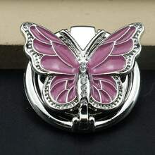 Adjustable Butterfly Element 1pc Rhinestone Butterfly Decor 360° Rotating Ring Holder Phone Stand Compatible With IPhone And Android Phones Birthday Gift For Family And Friends Phone Accessories Spring Party - Multicolor - View 9