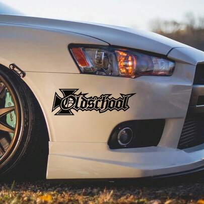 Tem dán thân xe họa tiết chữ retro sáng tạo, decal vinyl xe đua, phụ kiện trang trí xe hơi.