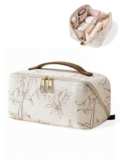 PU Printed Diaper Bag, Large Capacity Makeup Bag/Toiletry Bag, Suitable For Moms & Dads, Stores Diapers, Cosmetics, Wipes, Baby Essentials, Travel Necessities, Mother's Day Gift