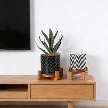 1pc Square Plant Stand, Pot Base Holder, Durable Wooden Multi-Tier Small Square Shelving Unit For Indoor/Outdoor Use, Suitable For Succulents, Cacti, Potted Plants - Indoor Garden Display Rack, Home & Balcony - 1pc Flower Pot Stand - View 2