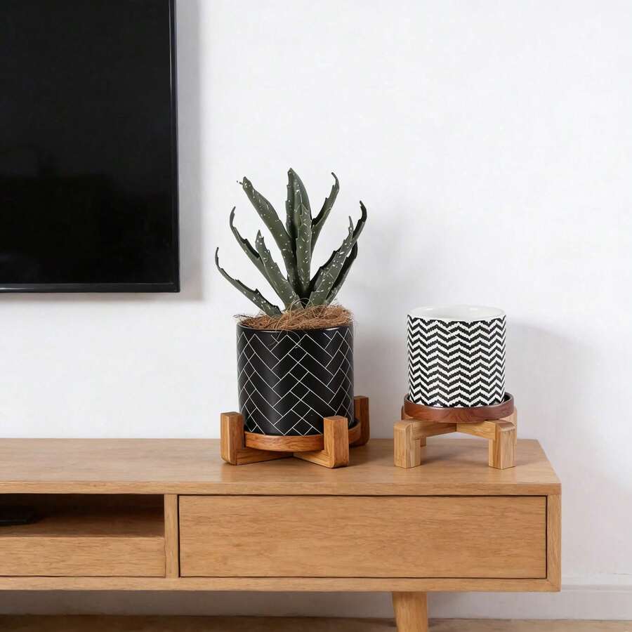 1pc Square Plant Stand, Pot Base Holder, Durable Wooden Multi-Tier Small Square Shelving Unit For Indoor/Outdoor Use, Suitable For Succulents, Cacti, Potted Plants - Indoor Garden Display Rack, Home & Balcony - 1pc Flower Pot Stand - View 1